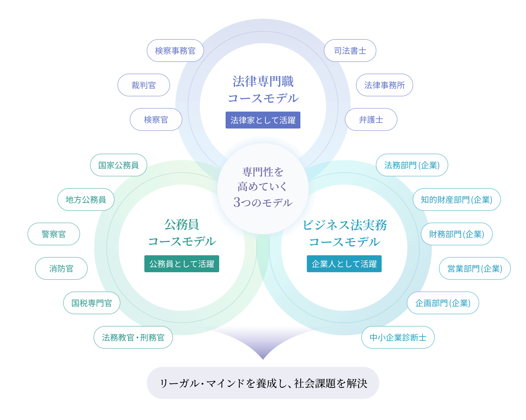 法律学科 4つの履修モデルの図